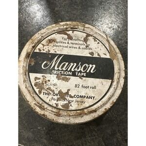 Manson Tape Round Tin With Tape‎ Made in N.J. USA Container Okonite Corp Vintage